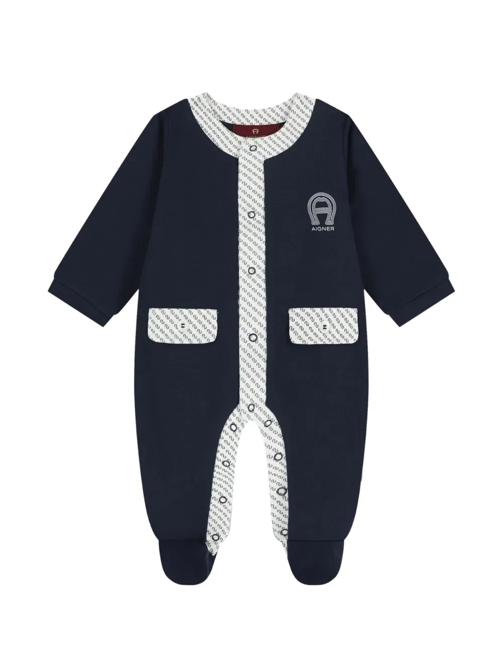 Комплект детского комбинезона с откидным клапаном и логотипом Aigner Kids, синий — фото 3