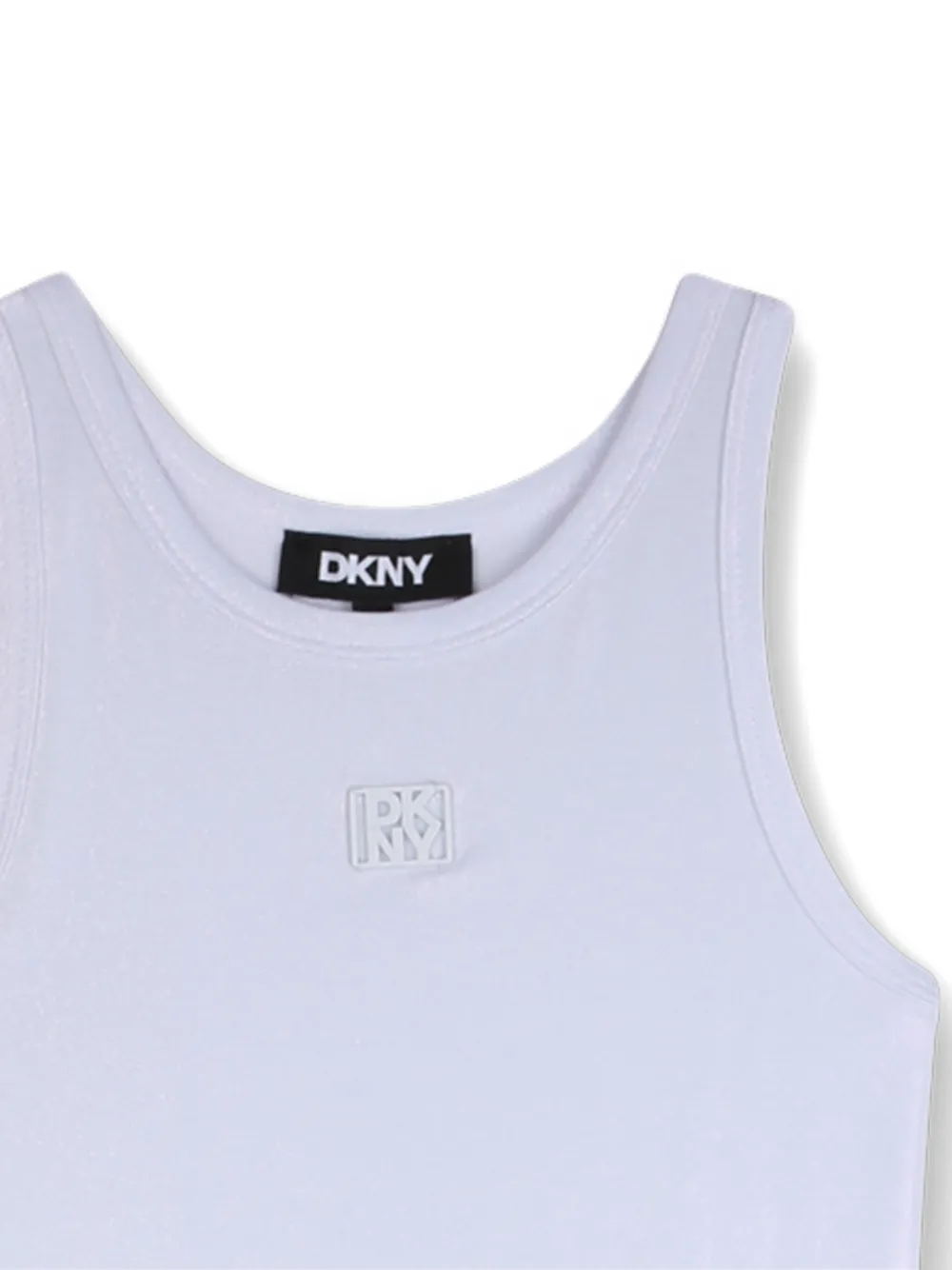 Платье расклешенного кроя с вышитым логотипом Dkny Kids, белый — фото 3