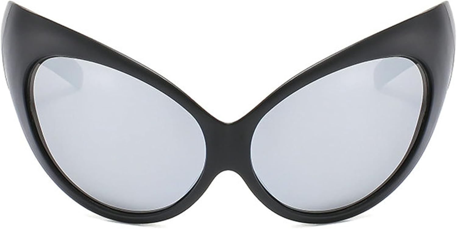 

Солнцезащитные очки «кошачий глаз» Helena 2023 Y2K для мужчин, винтажные, в большой оправе, для верховой езды, спортивные, футуристические солнцезащитные очки для женщин, Silver