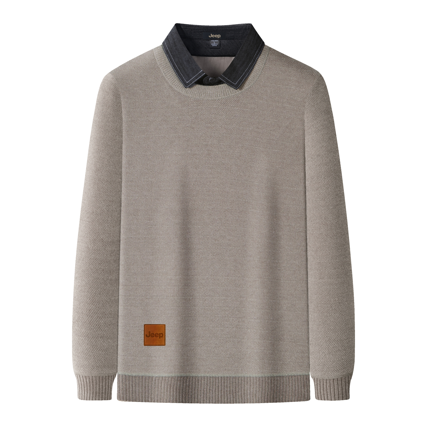 

Свитер Unisex Lapel Moderate Jeep, camel fleece-lined