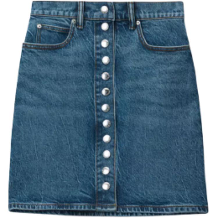

Юбка с завышенной талией на пуговицах Alexander Wang, темно-синий