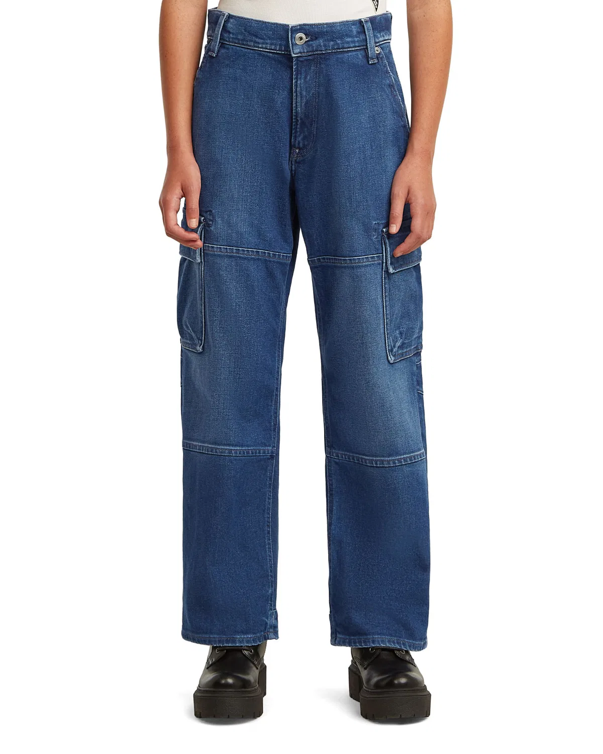 Джинсы G-Star свободного кроя Girls Bowey Extreme Cargo Loose Jeans синего цвета — фото 2