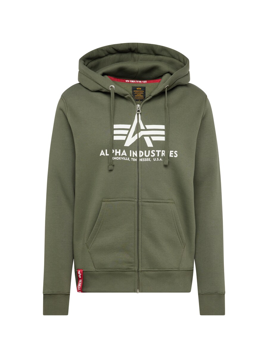 

Толстовка с капюшоном на молнии ALPHA INDUSTRIES, темно-зеленый