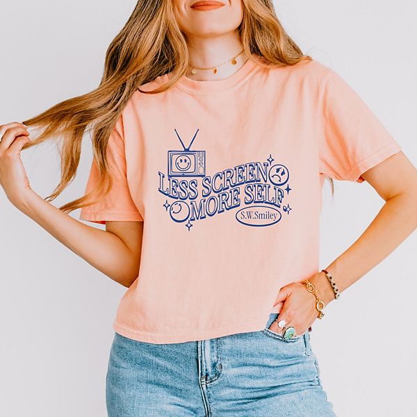

Футболка с принтом SWSmiley less screen more self Simply Sage Market, Peachy