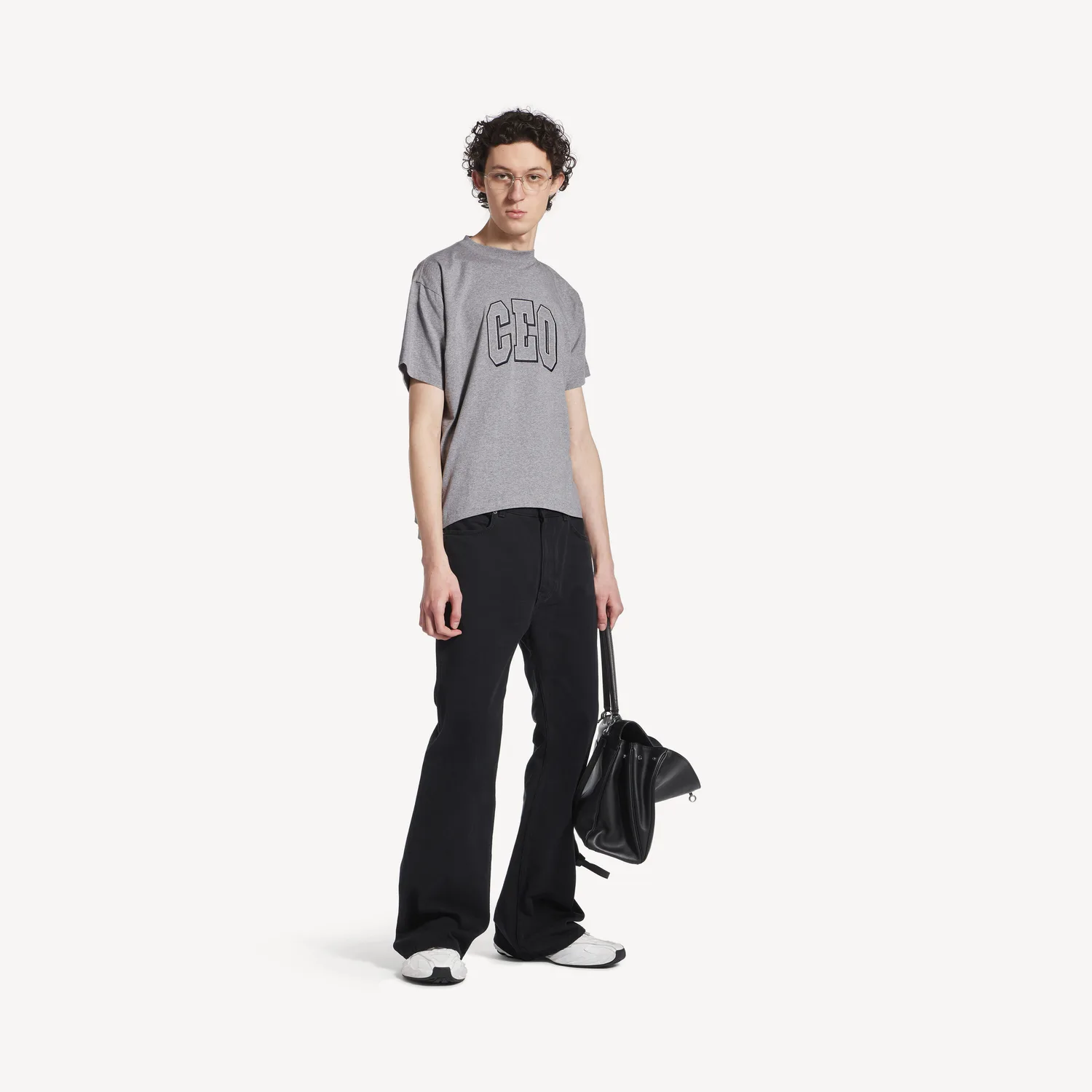 BALENCIAGA Мужские расклешенные брюки черного цвета — фото 2
