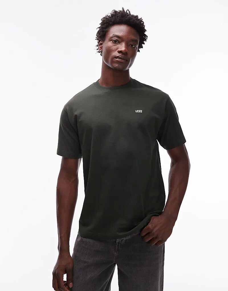

Футболка свободного кроя с логотипом Vans на левой груди темно-оливкового цвета