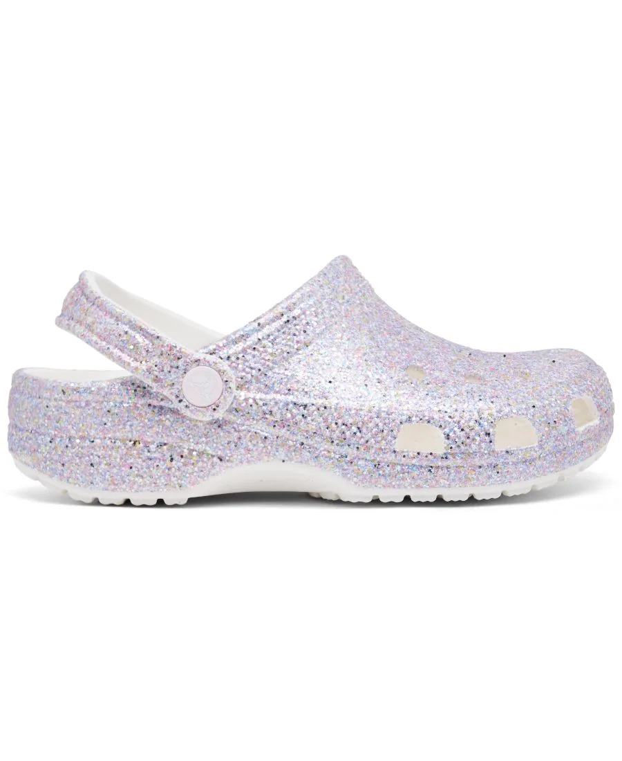 Классические сабо с блестками для девочек от Finish Line Crocs, белый — фото 2
