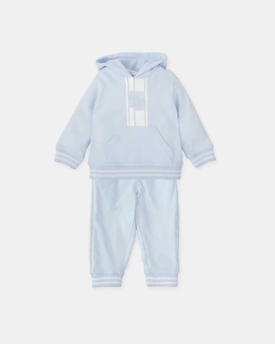 

Детский комплект из хлопка с голубым капюшоном Tutto Piccolo