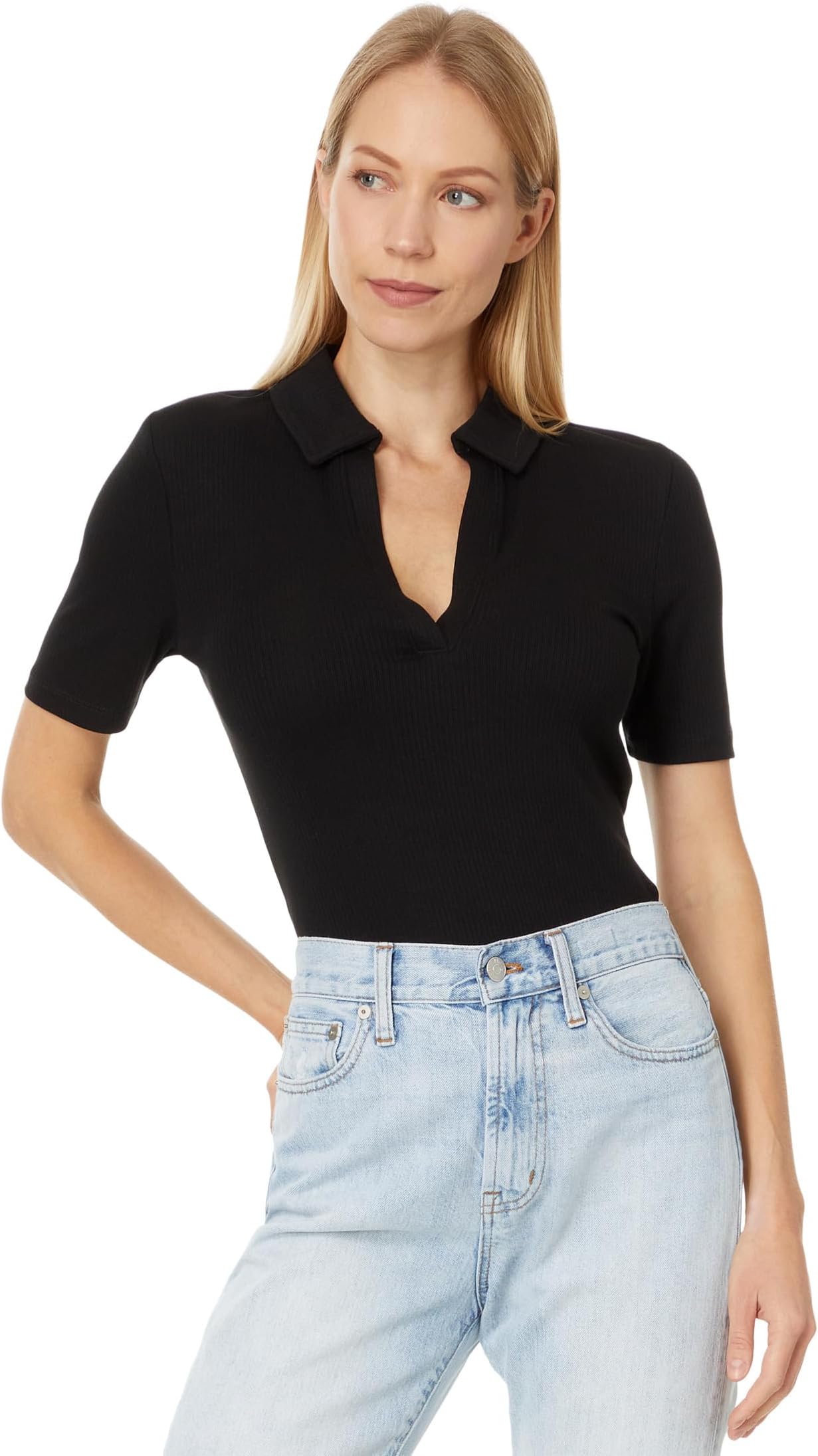 

Поло Madewell Modal Rib Short Sleeve Polo, цвет Jet Black
