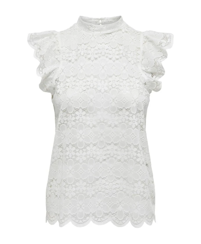 

Белый топ с оборками и высоким воротником Jacqueline De Yong, белый