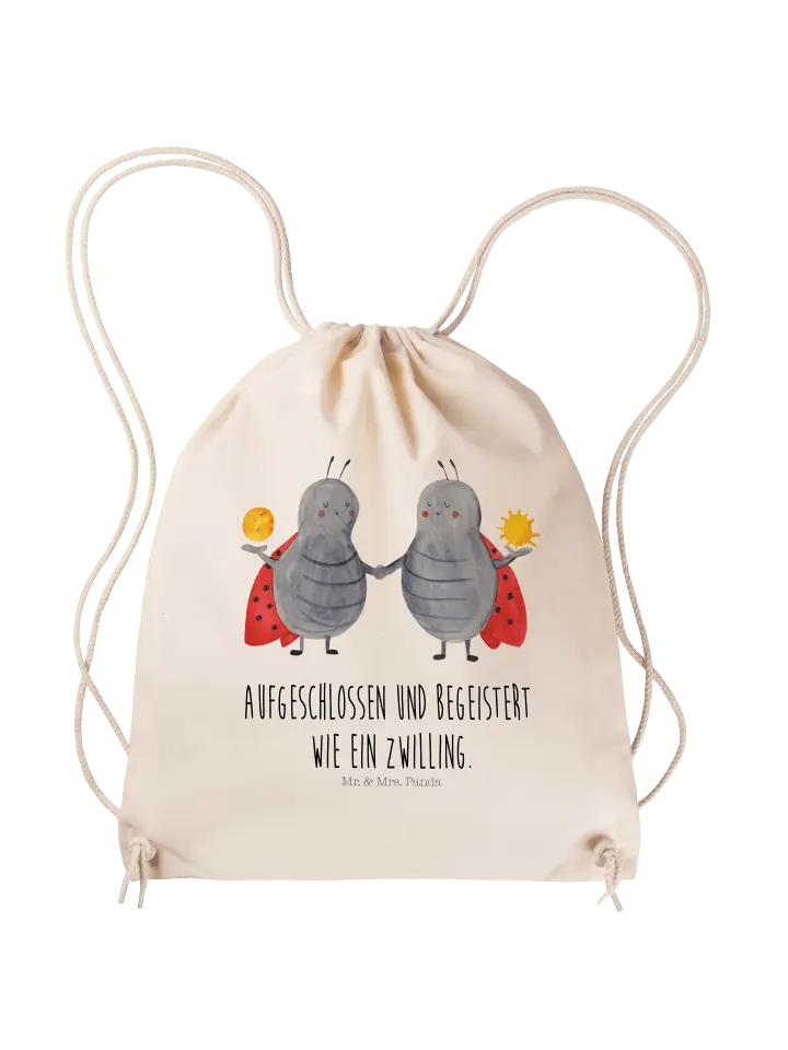 

Спортивная сумка Mr & Mrs Panda Sportbeutel Sternzeichen Zwilling, кремовый