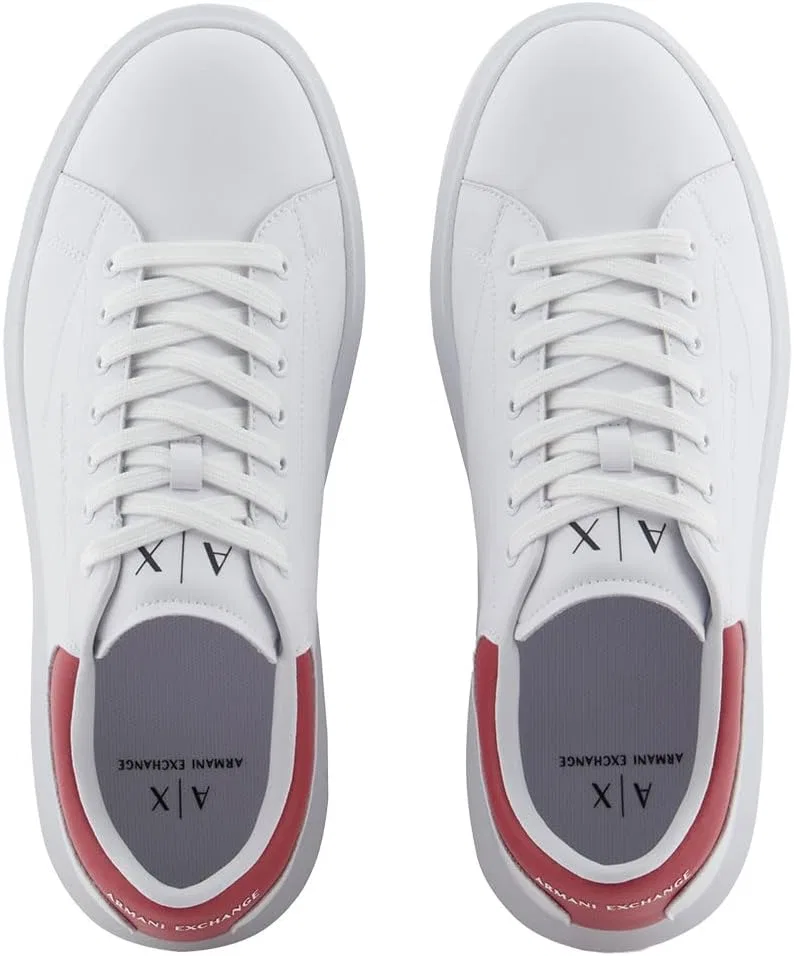 Мужские кроссовки Armani Exchange Action из кожи с боковым логотипом и шнуровкой, Op White Cardinal — фото 4