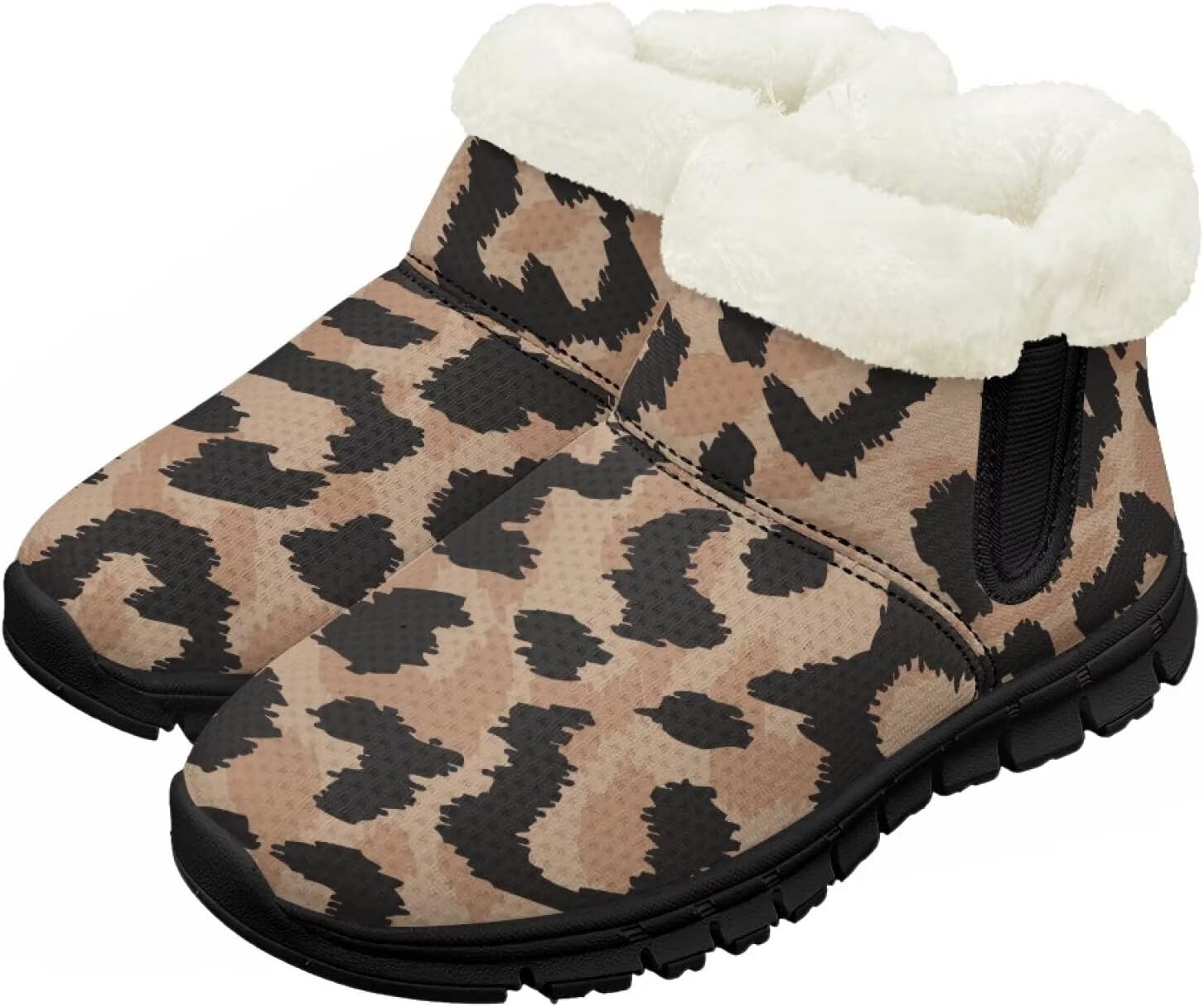 

Детские водонепроницаемые зимние ботинки для снега - теплые, с меховой подкладкой для мальчиков и девочек (малыши/маленькие дети/старшие дети), черная подошва Pzuqiu, Leopard