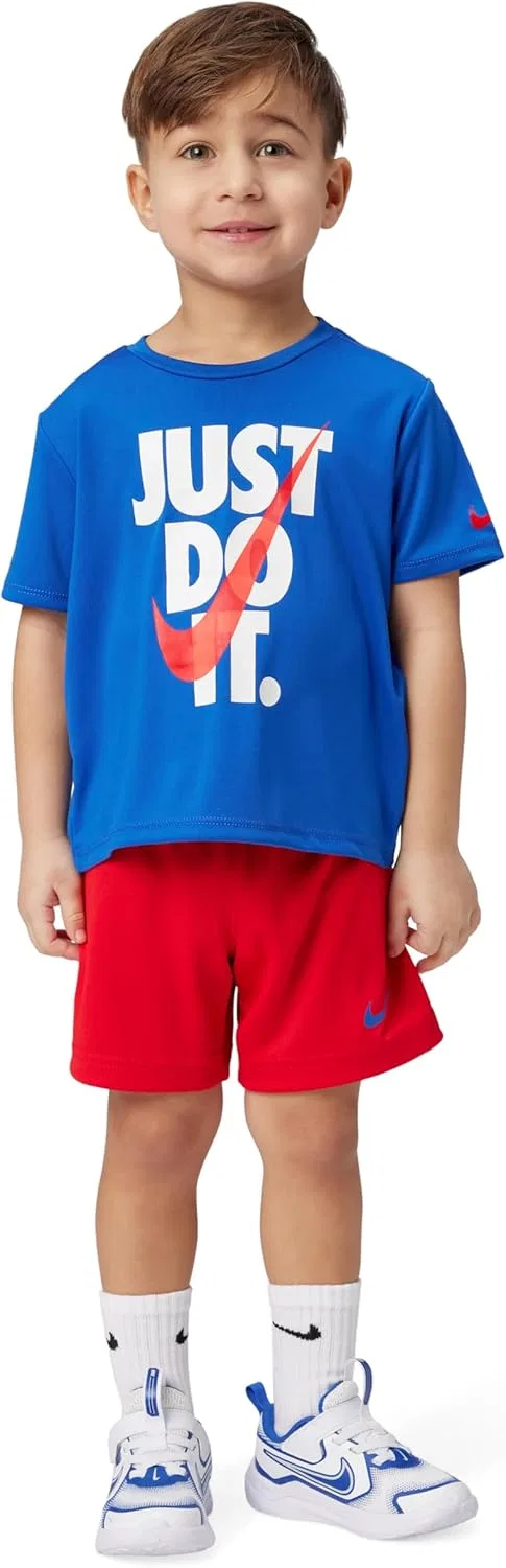 Детский спортивный комплект Dri-FIT Just Do It Nike, футболка и шорты, University Red/Black