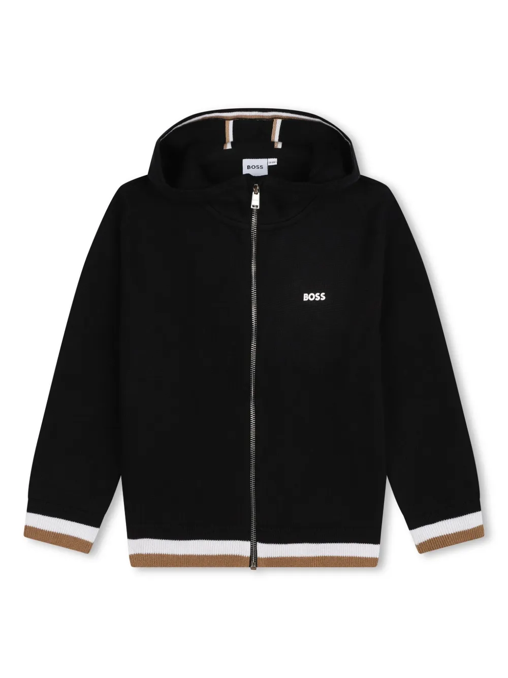 

Худи на молнии с полосками BOSS Kidswear, черный