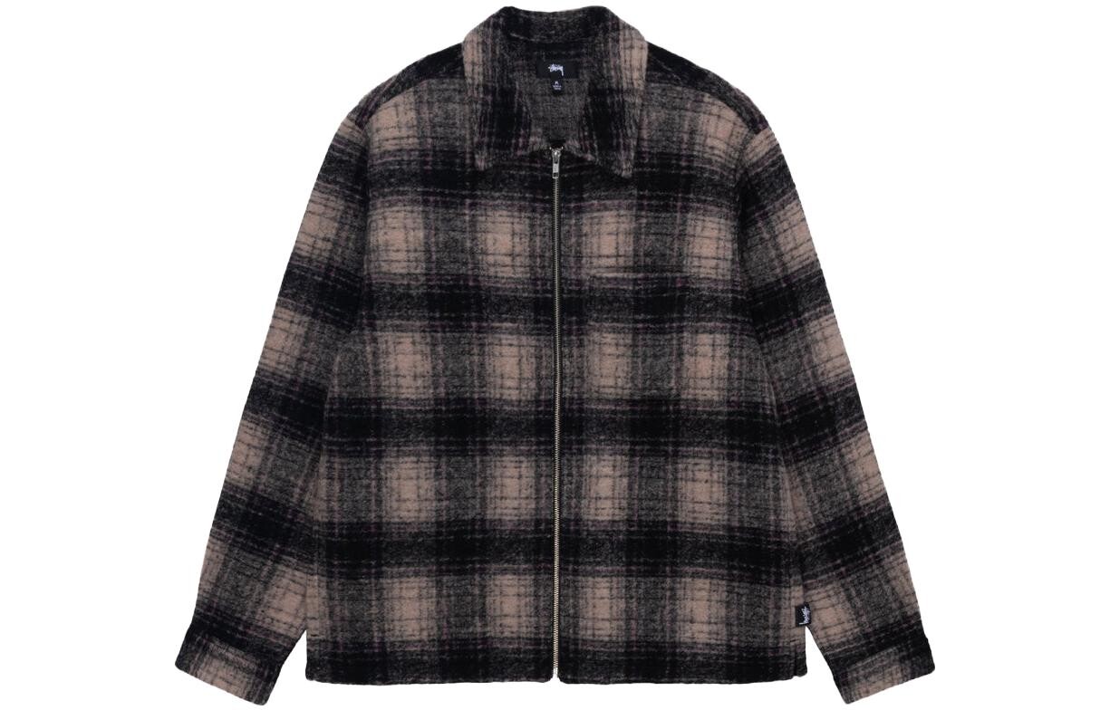 

Куртка-рубашка из шерсти с клетчатым принтом Stüssy Stussy, фиолетовый