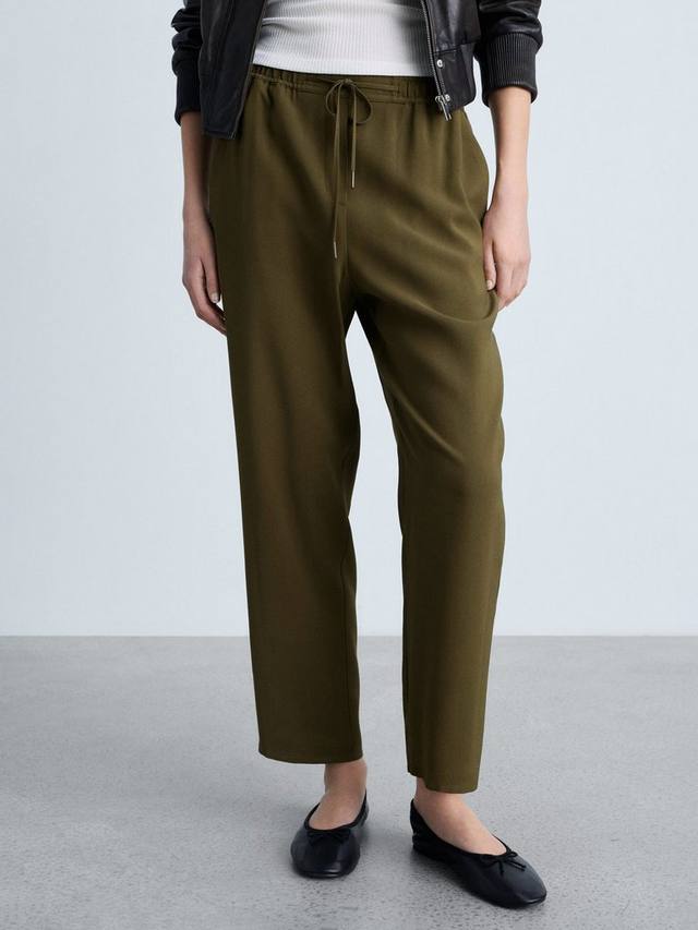 

Брюки с завязками на поясе Fluido Mango, Khaki