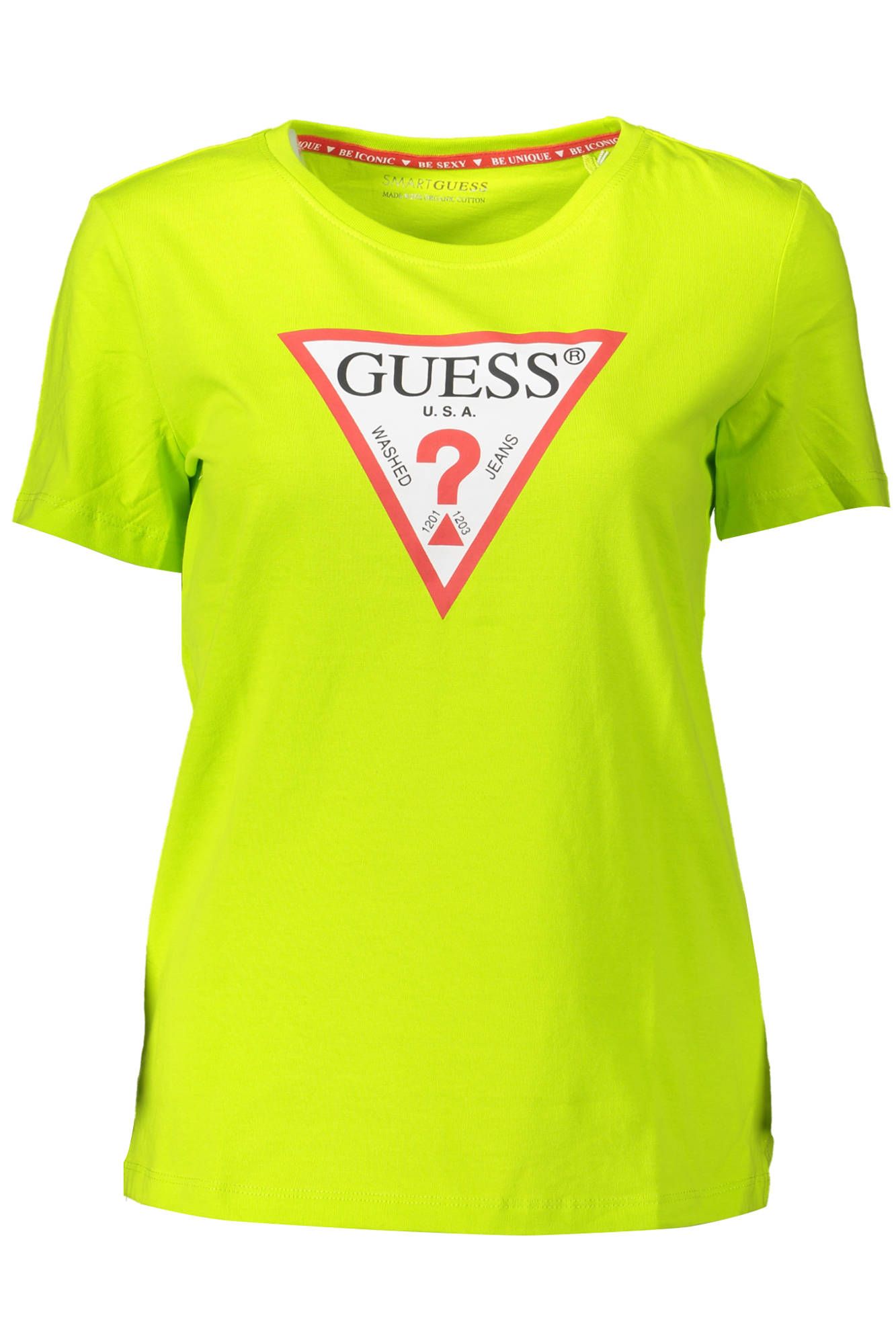 

Зеленая хлопковая женская футболка Guess Shoes