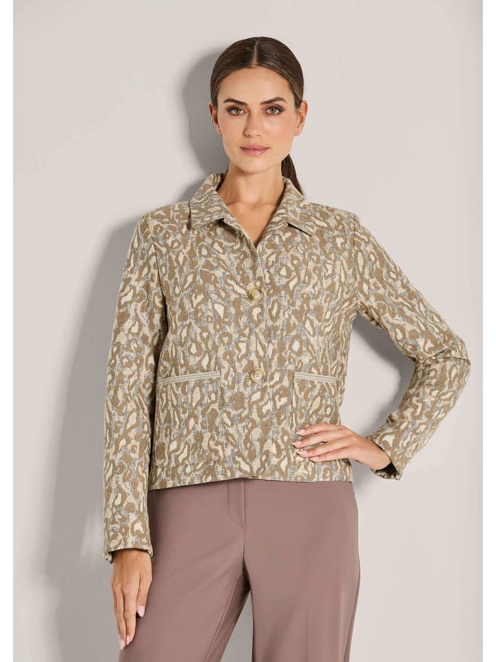 

MADELEINE Современный короткий блейзер с леопардовым принтом в бежевом/капучино/многоцветном варианте