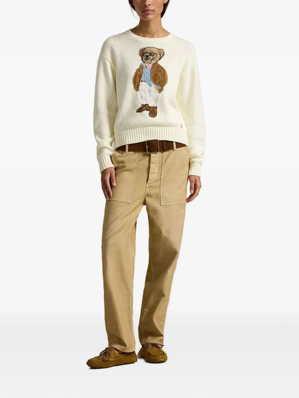 Свитер с вышивкой в виде медведя Polo Ralph Lauren, нейтральный — фото 2