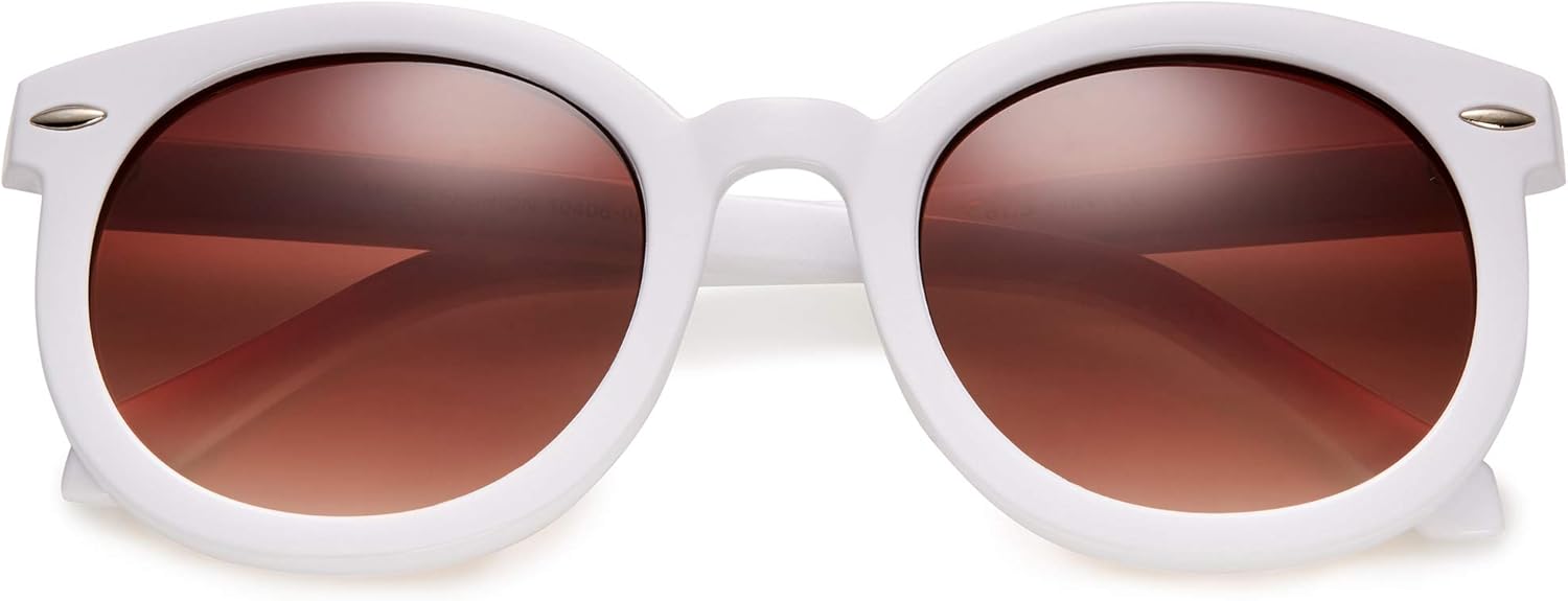 

Круглые солнцезащитные очки в стиле ретро для женщин с защитой от УФ-излучения UV400, модные дизайнерские очки с большими круглыми линзами LEICO FASHION, White | Gradient Amber