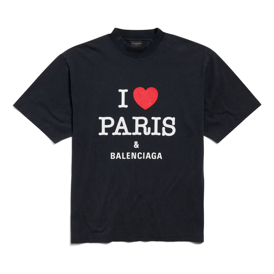 

Футболка (WMNS) Balenciaga I Love Paris & Balenciaga T-shirt Medium Fit 'Black Faded', черный