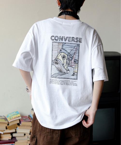 

Футболка свободного кроя с вышитым логотипом на спине CONVERSE, белый