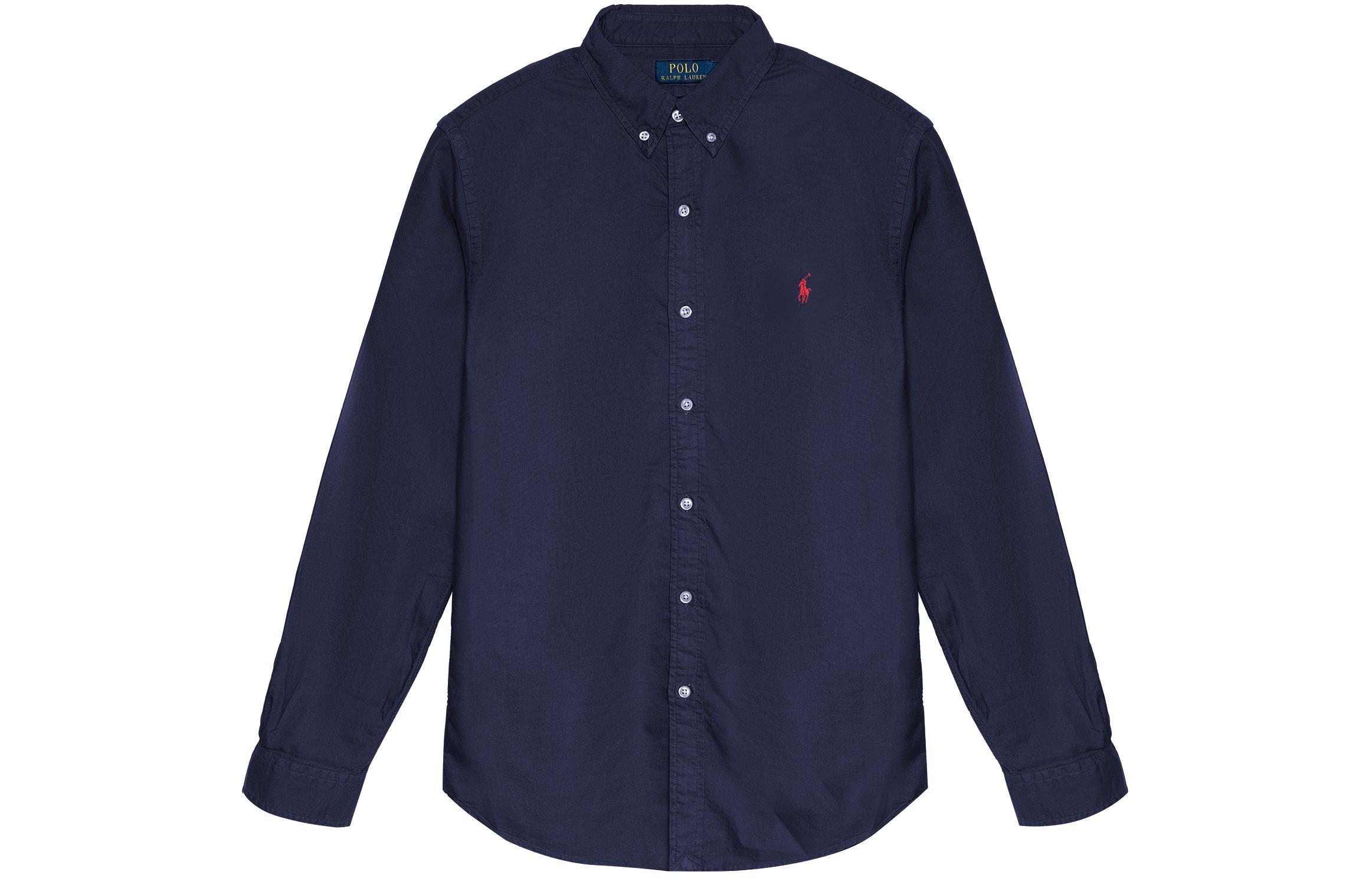

Хлопковая рубашка Polo Ralph Lauren, синяя