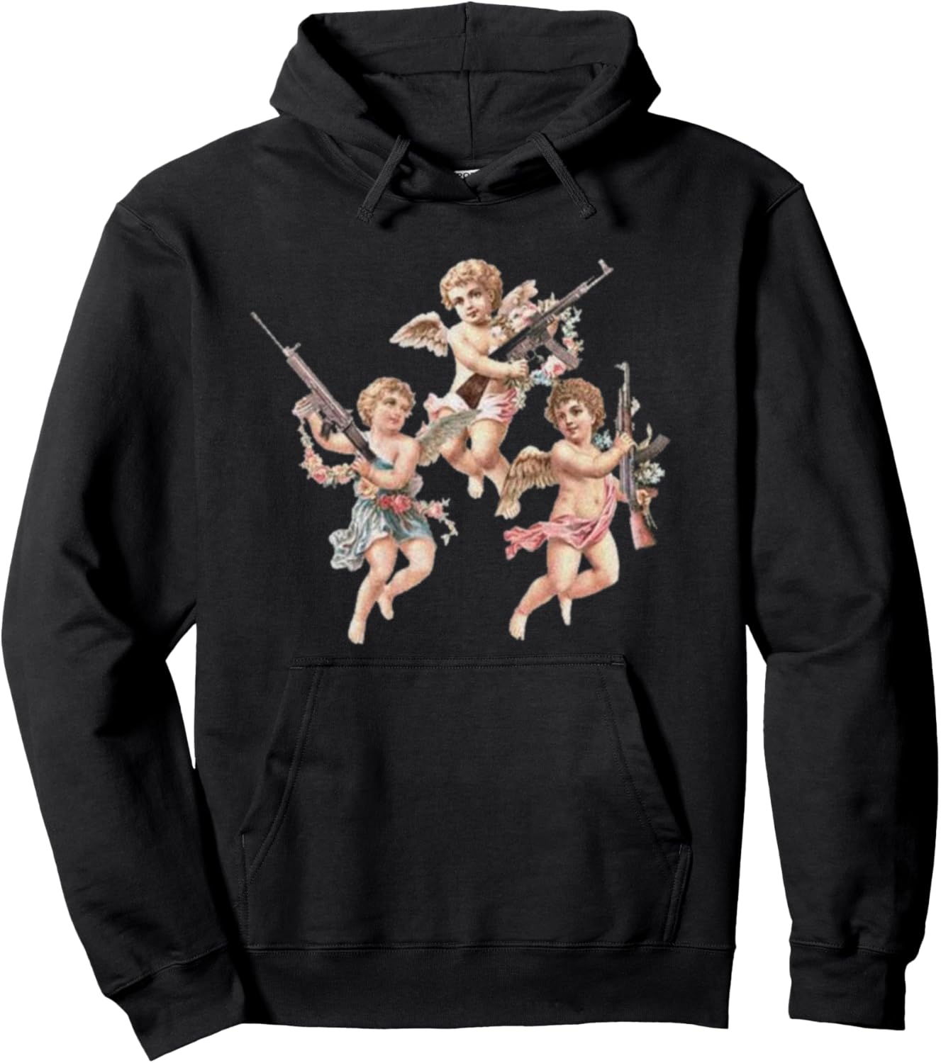 

Стильная толстовка Edgy Cupid with Guns Indie Baddie Bad Girl Aesthetic Trendy Hoodie, черная