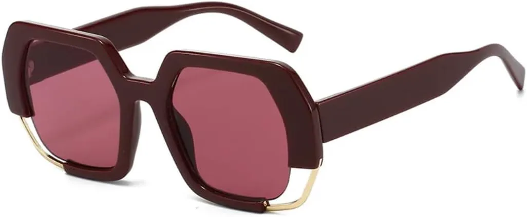 

Ретро-солнцезащитные очки с леопардовым принтом, градиентной овальной оправой, для мужчин и женщин, с полой оправой, защитой от УФ-излучения UV400 UATXTAU, Wine Red