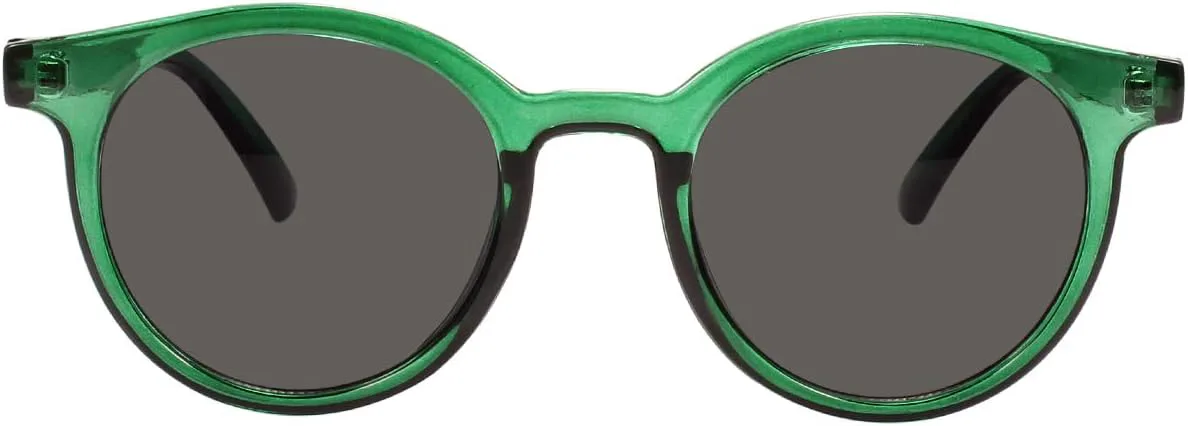 

Солнцезащитные очки Poxas Round Sunglasses Vintage UV400 для женщин, защита от ультрафиолета, для активного отдыха, тонированные линзы (зелено-серые), Green / Grey