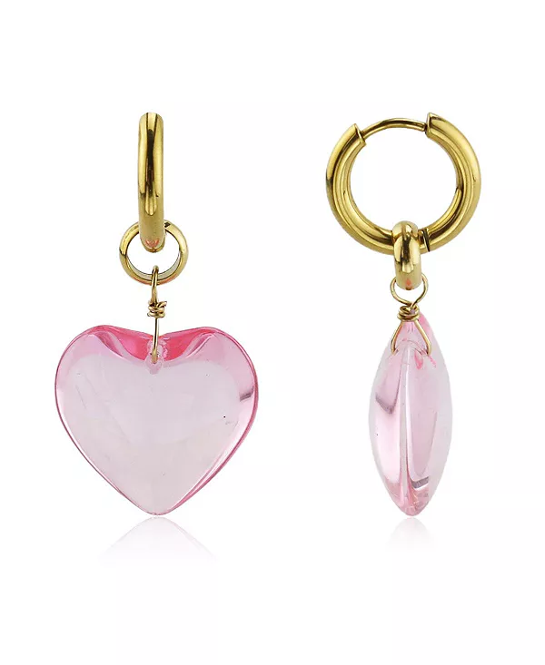 

Серьга в виде стеклянного сердца Rebl Jewelry, pink