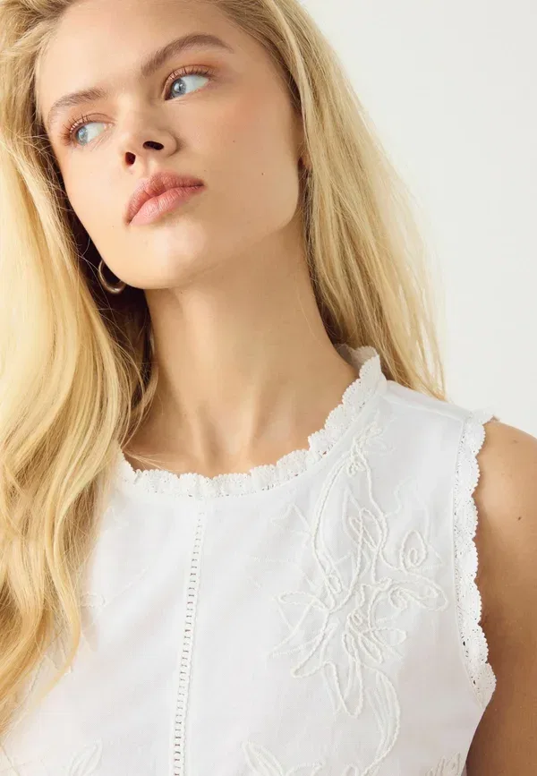 Топ Next Regular fit sleeveless crew neck cornelli, белый — фото 3