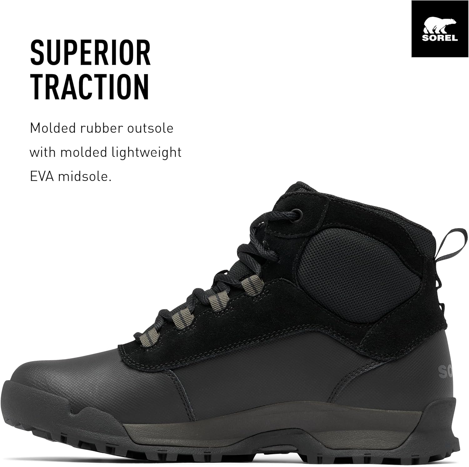 Мужские водонепроницаемые ботинки SOREL Buxton Lite Lace Plus, черный — фото 3