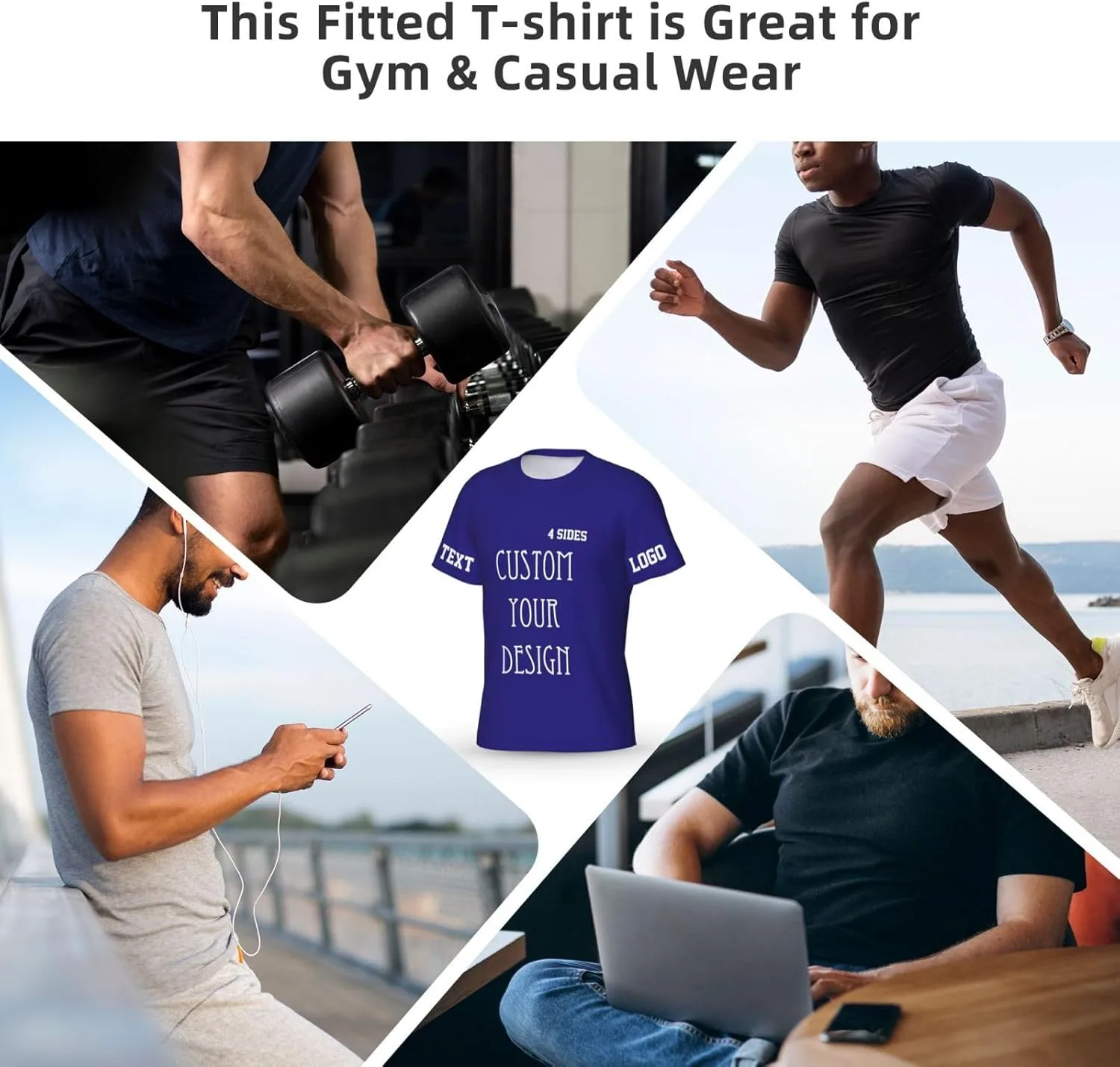 Футболка Custom T Shirts 4-Side Printable с логотипом — фото 3