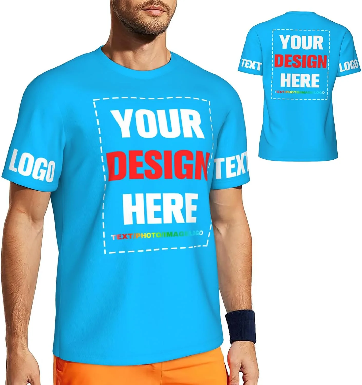 Футболка Custom T Shirts для мужчин с печатью на передней и задней стороне