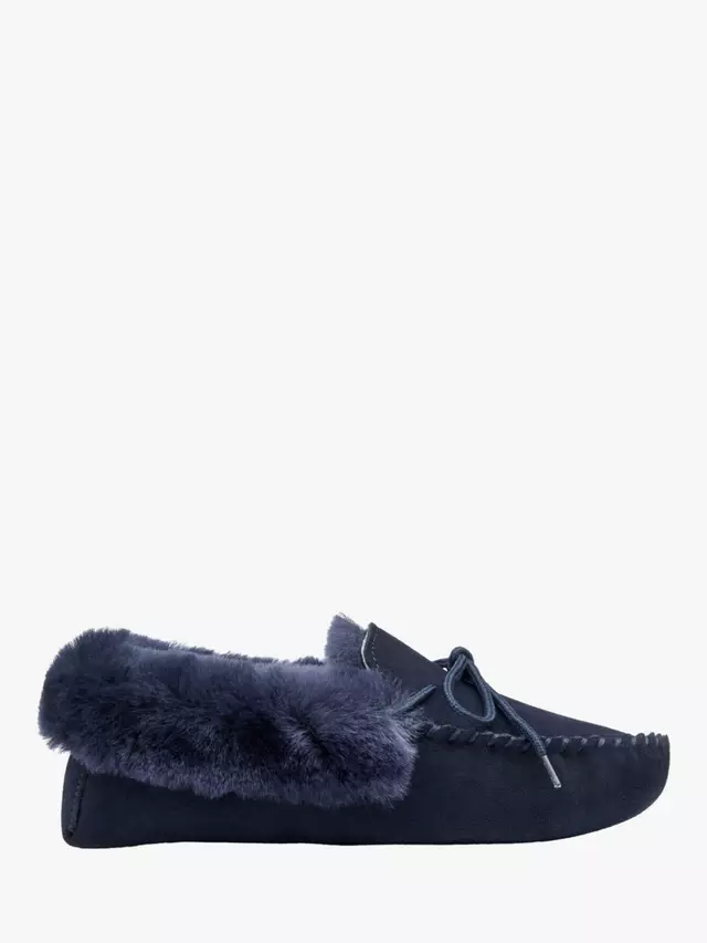 Тапочки Hotter Trixie Suede Sheepskin Lined, темно-синий