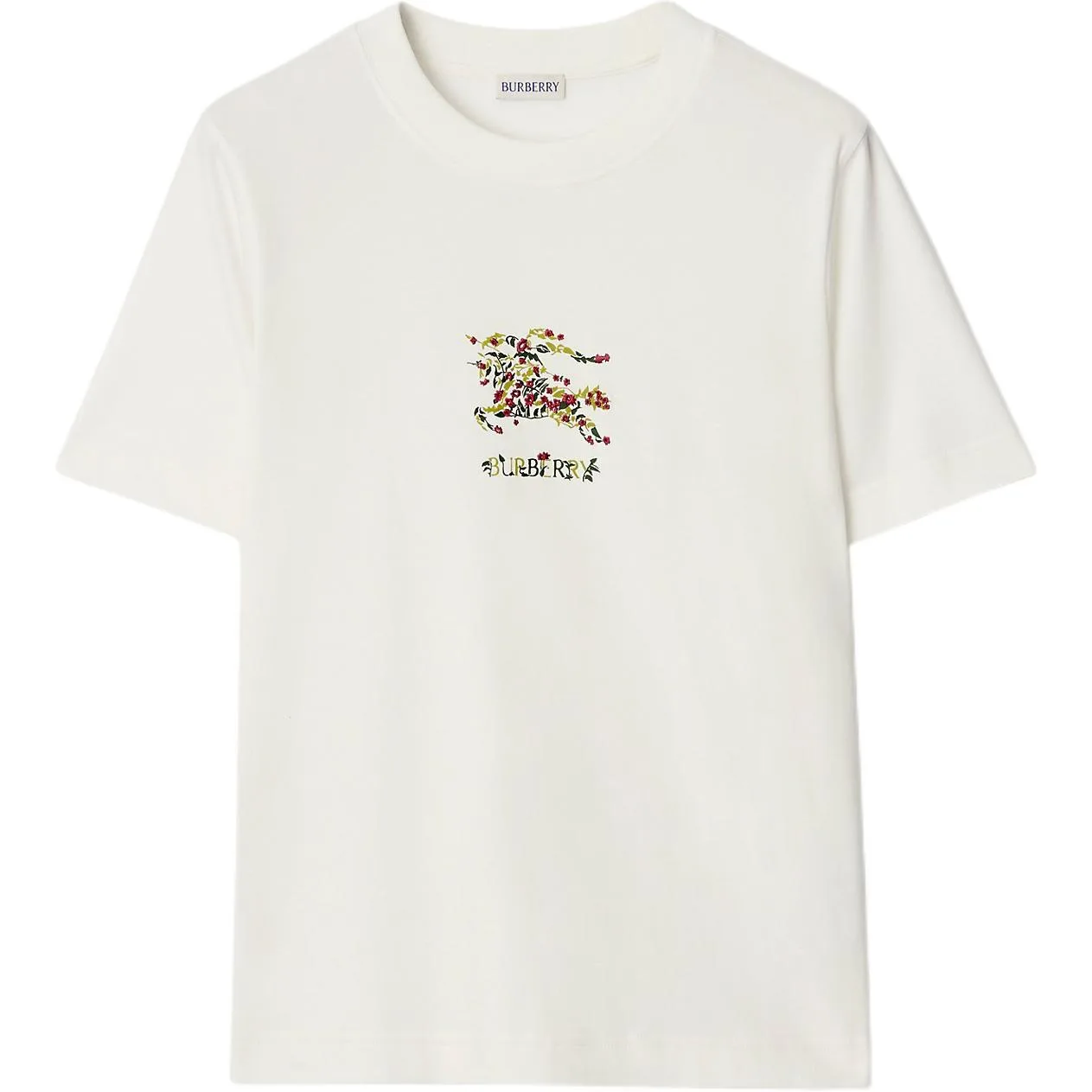 Футболка Burberry с цветочной вышивкой, стиль главной улицы, лето, Chalk White