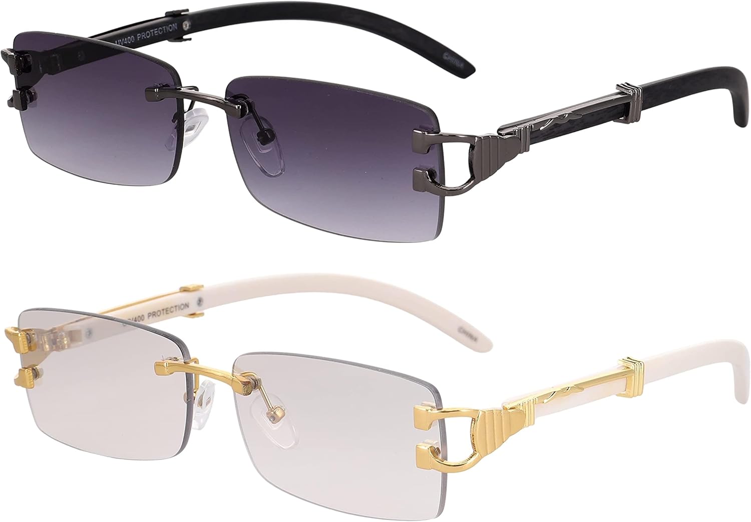 

Безупречные - Мужские модные золотистые стильные очки с прозрачными линзами, прямоугольные, в стиле ретро, ​​без оправы, солнцезащитные очки для женщин FLAWLESS EYEWEAR, Black and Marble/Clear