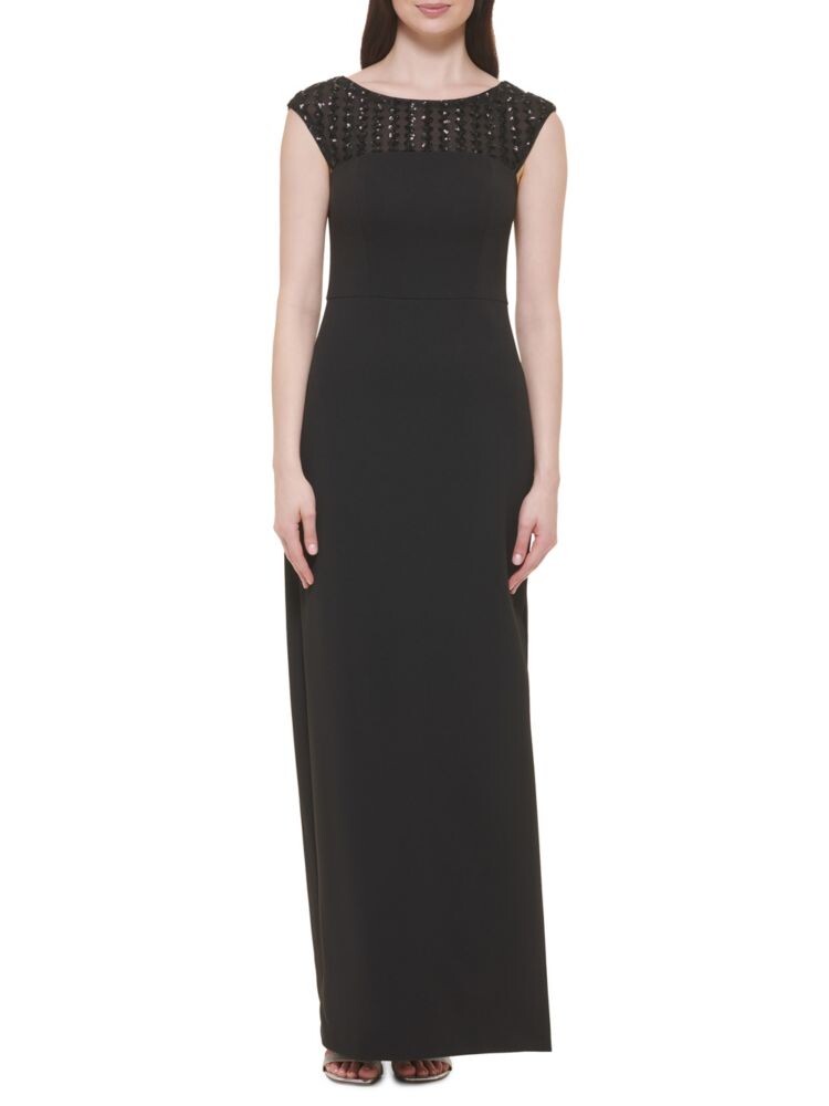 

Платье-колонна с пайетками и кокеткой Vince Camuto, черный