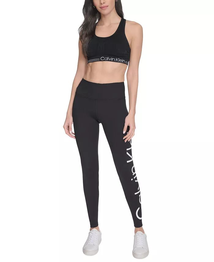 

Женские леггинсы Active с высокой талией и логотипом Jumbo во всю длину Calvin Klein, черный