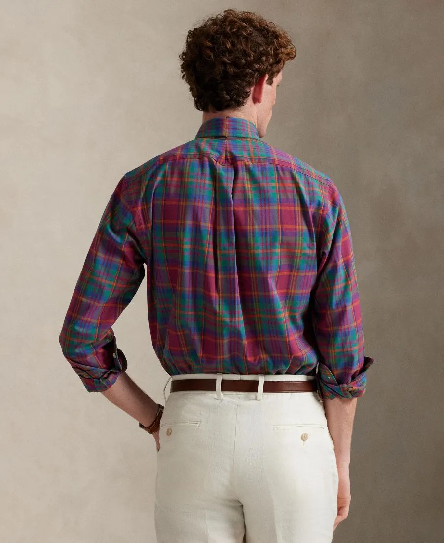Мужская классическая клетчатая рубашка для активного отдыха Polo Ralph Lauren, berry темно-синий мультиколор — фото 4