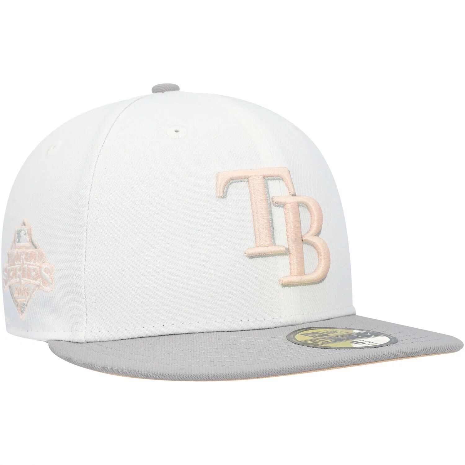 

Мужская бейсболка New Era белого/серого цвета Tampa Bay Rays 2008 World Series с боковой нашивкой 59FIFTY, облегающая шляпа