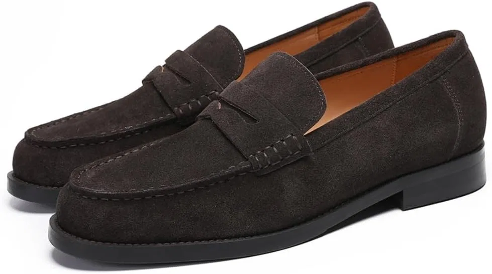 Лоферы кожаные Penny Loafers Simple Minimalist, коричневый (замша) FIAVOM — фото 2