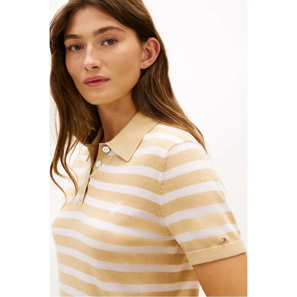Женский свитер поло Tommy Hilfiger Women из смесового шёлка, жёлтый — фото 4