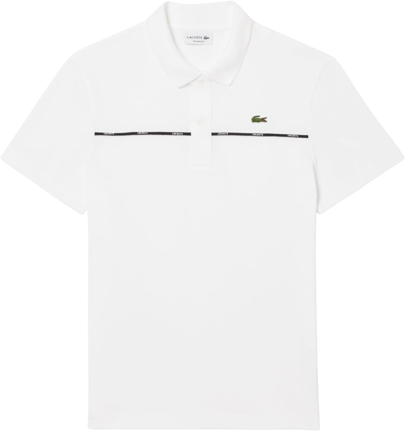 Поло Lacoste, мужское, с контрастной окантовкой, белый — фото 4