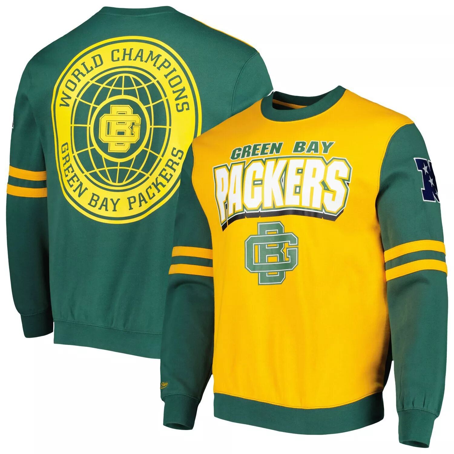 

Мужской пуловер Mitchell & Ness Green Green Bay Packers All Over 2.0