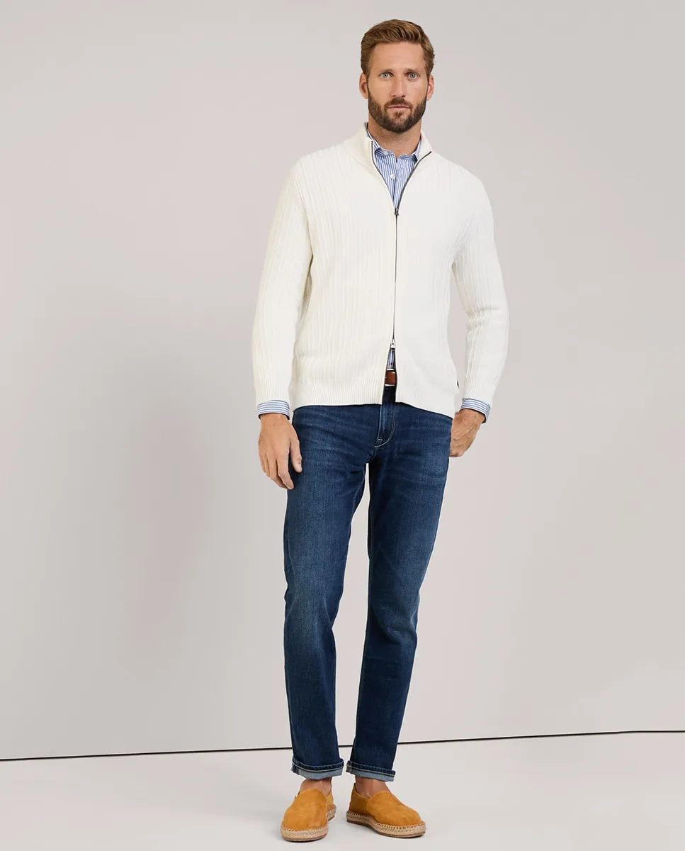 

Мужские джинсы с пятью карманами из эластичного хлопка, прямого кроя Façonnable, синий