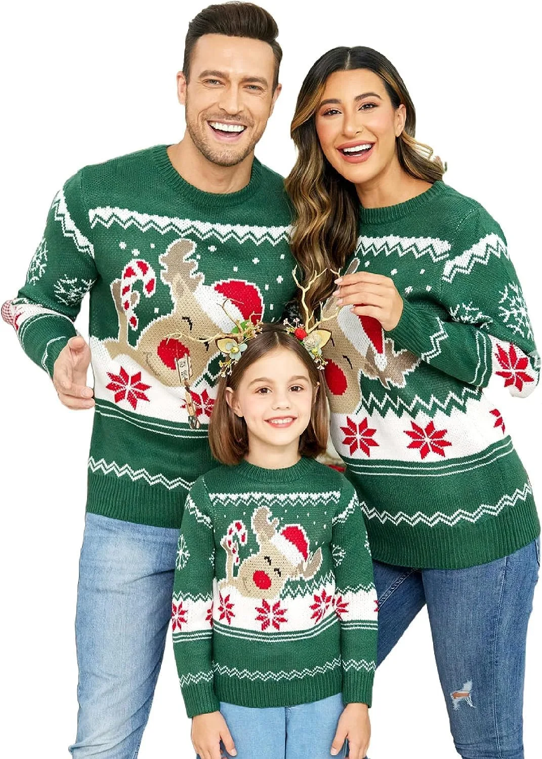 

Свитер для мамы и малыша в подарок на День святого Валентина, розовый с сердечками TRURENDI