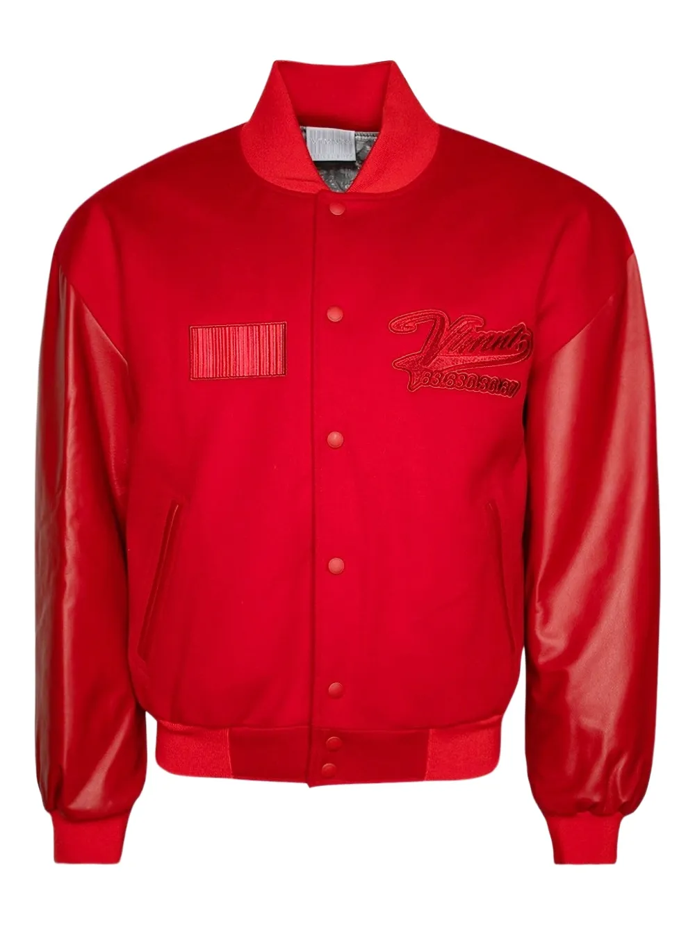 

Куртка с кожаными рукавами и вышивкой VTMNTS, красный